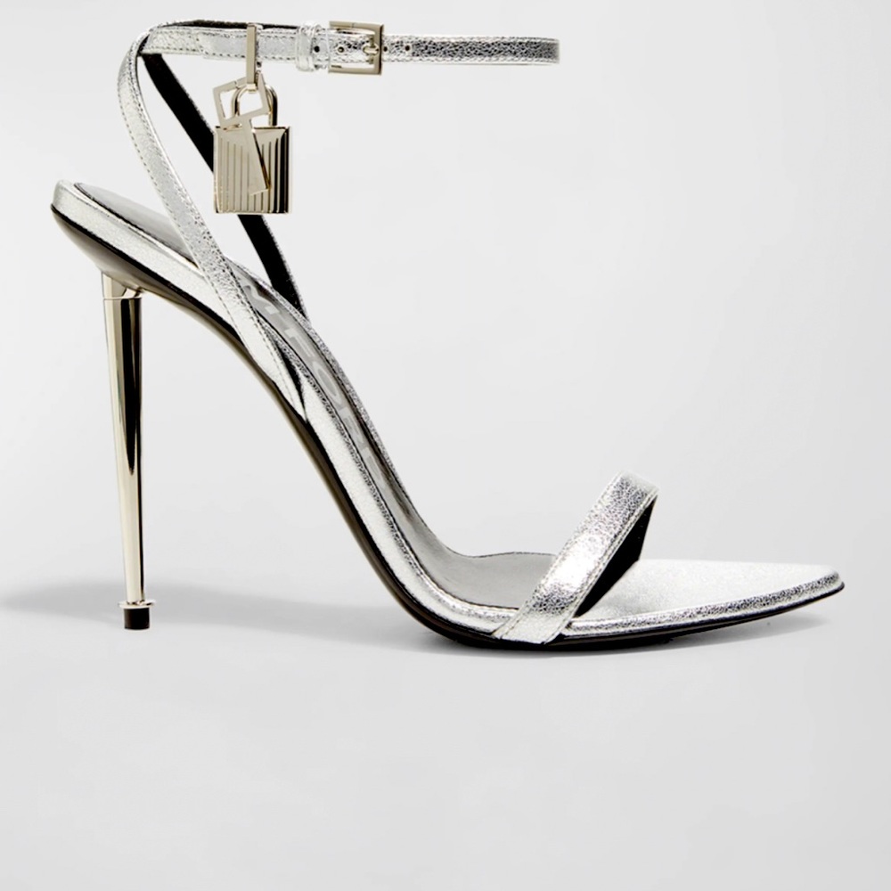 Tom Ford Padlock Metallic Stiletto Sandals Size 39